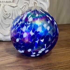 Iridescent Blown art glass oil lamp NOS with wick LAMPLIGHT FARMS Never Used